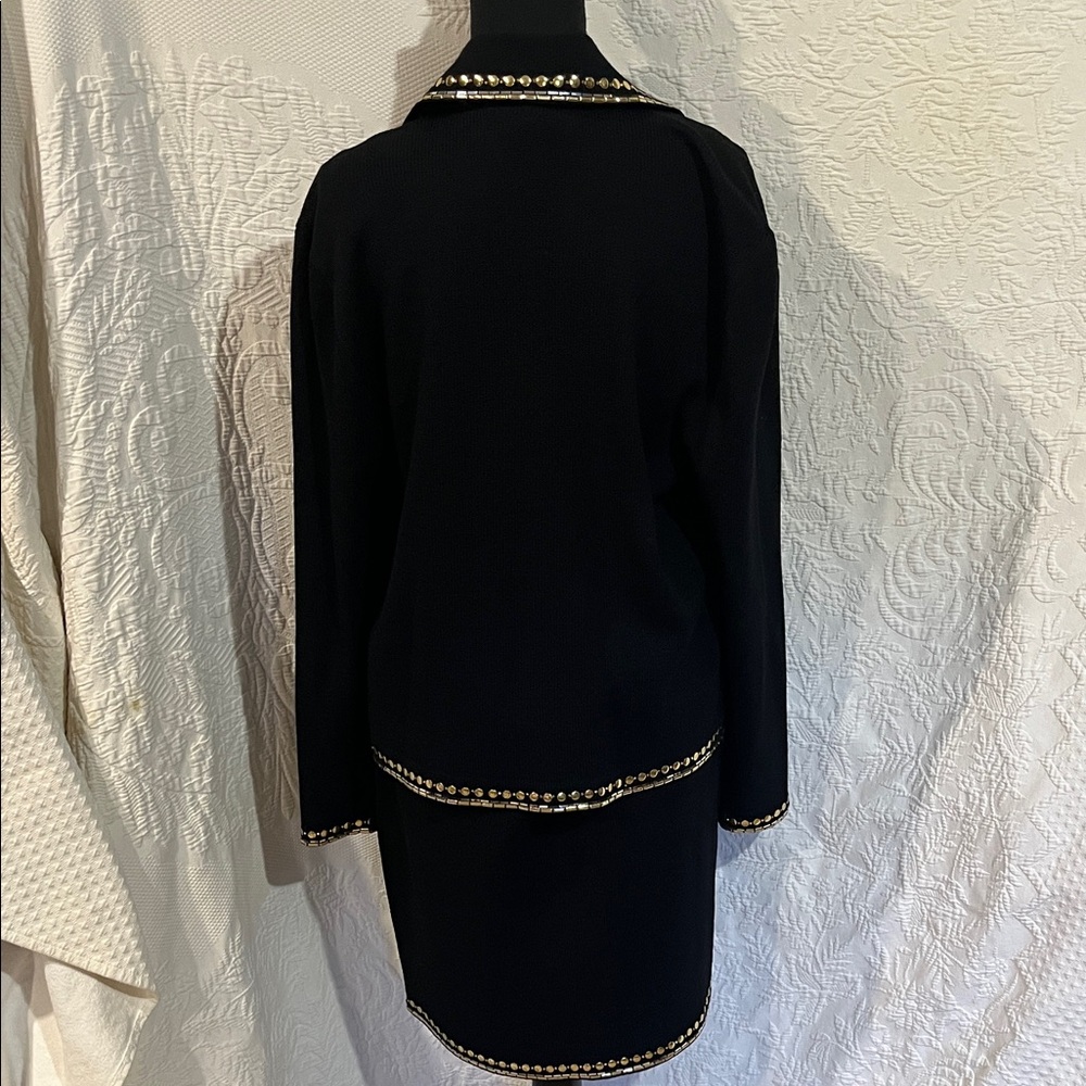 St. John Evening Black Skirt Set with Gold Accents,‎ size 10 - Picture 8 of 16